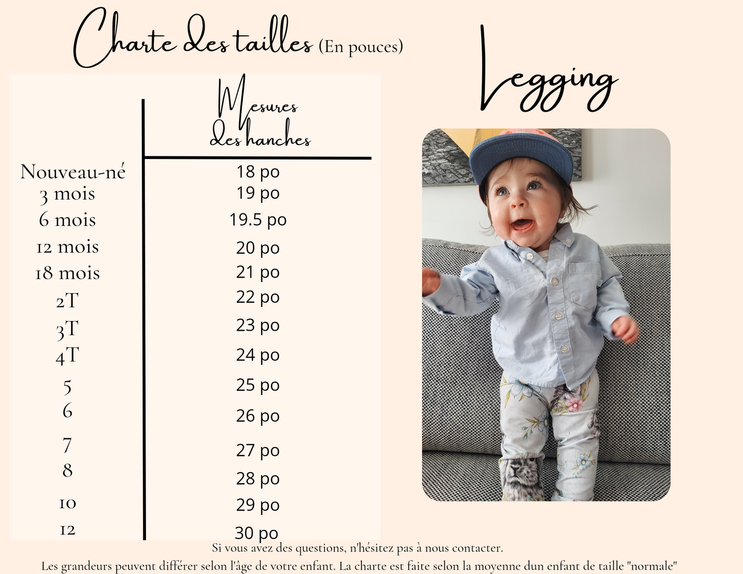 Legging pour enfant, Confection sur mesure