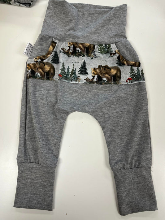 Pantalon évolutif gris avec poche ours
